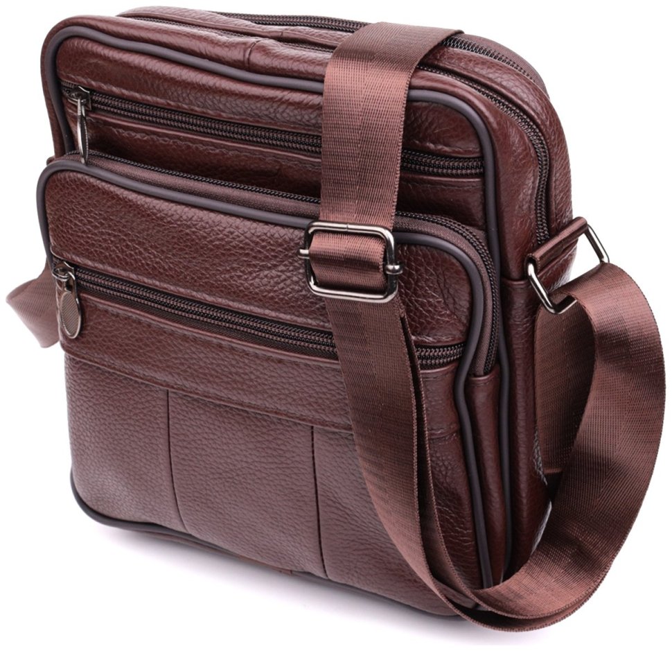 Кожаная компактная сумка для мужчин коричневого цвета Vintage 2422858 modnotak фото №1