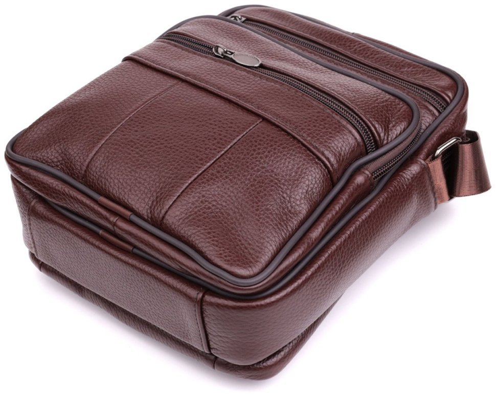 Кожаная компактная сумка для мужчин коричневого цвета Vintage 2422858 modnotak фото №6