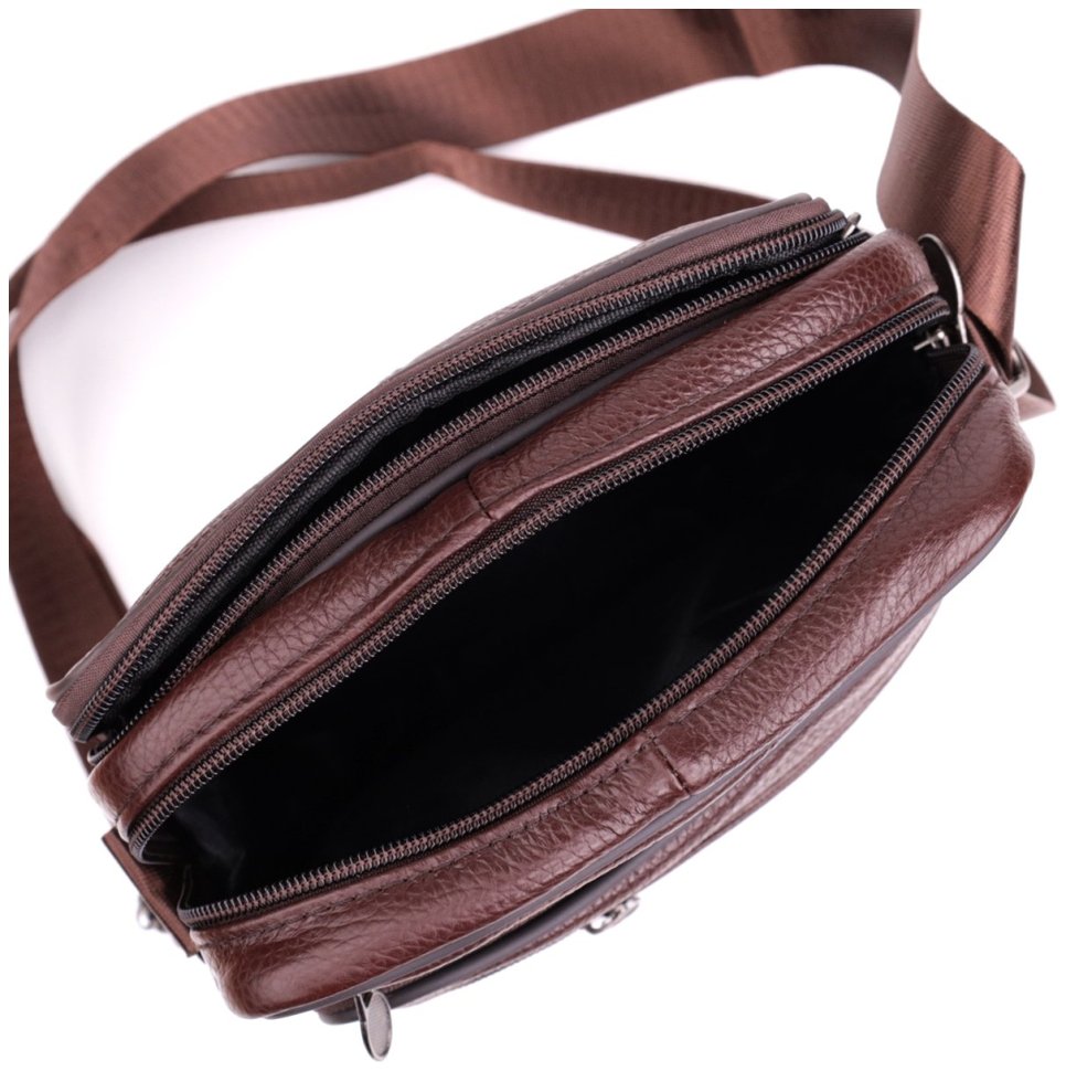 Кожаная компактная сумка для мужчин коричневого цвета Vintage 2422858 modnotak фото №7