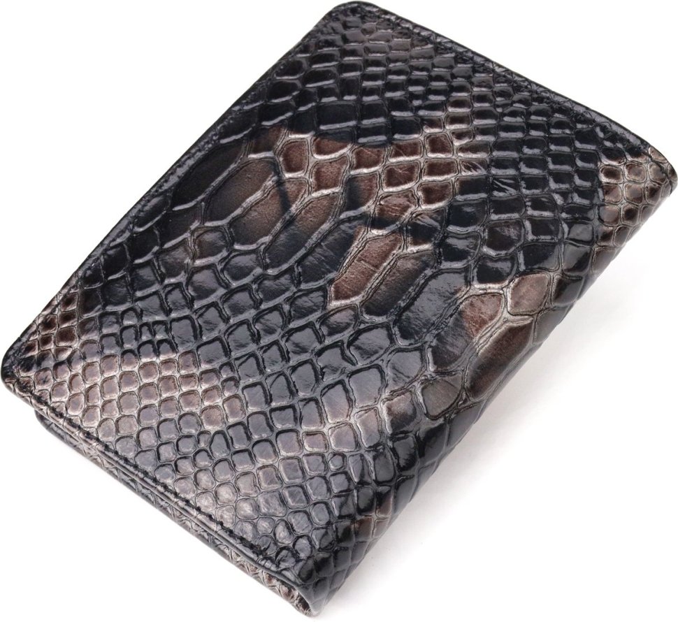 Вертикальный женский кошелек из натуральной кожи с тиснением под змею CANPELLINI (2421676)