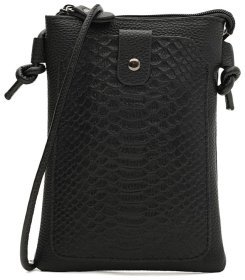 Вертикальная кожаная женская сумка через плечо с фактурой под рептилию  Borsa Leather 108884