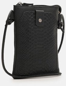 Вертикальная кожаная женская сумка через плечо с фактурой под рептилию  Borsa Leather 108884