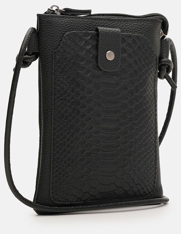 Вертикальная кожаная женская сумка через плечо с фактурой под рептилию Borsa Leather 108884 фото №2 Вертикальная кожаная женская сумка через плечо с фактурой под рептилию Borsa Leather 108884 modnotak фото №2