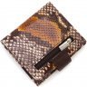 Коричневый женский тонкий кошелек из натуральной кожи с фактурой под змею KARYA (19477) - 4
