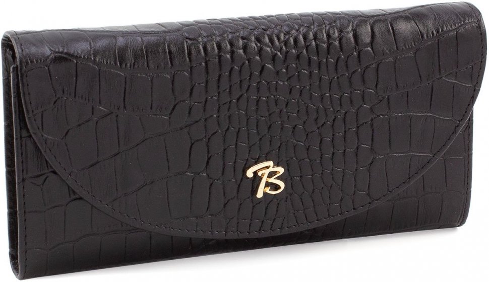 Великий жіночий гаманець з натуральної шкіри чорного кольору Tony Bellucci (12472)