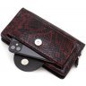 Жіночий гаманець-клатч на зап'ясті із чорно-червоної шкіри з візерунком KARYA (19604) - 2