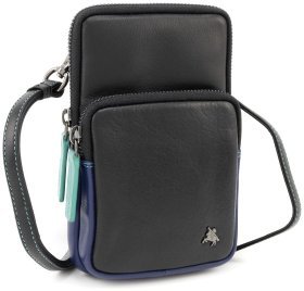 Черная кожаная сумка маленького размера для телефона Visconti 69284