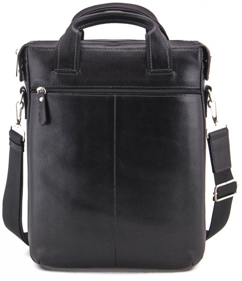 Черная мужская сумка с ручками из натуральной кожи Tom Stone (10973)
