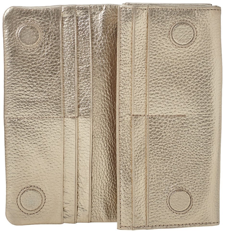 Золотистый женский кошелек крупного размера из мягкой кожи с выраженной фактурой Desisan 79784 modnotak фото №3