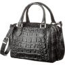 Вместительная женская сумка из натуральной черной кожи крокодила CROCODILE LEATHER (024-18618) - 1