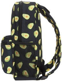 Повседневный рюкзак для девочки подростка, черный цвет с принтом авокадо BL 111285