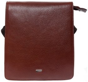 Містка чоловіча сумка з натуральної зернистої шкіри Desisan 81285 коричневого кольору