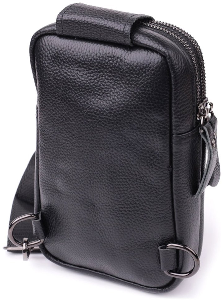 Мужская слинг сумка из натуральной кожи черного цвета Vintage Style 91285 фото №2 Мужская слинг сумка из натуральной кожи черного цвета Vintage Style 91285 modnotak фото №2