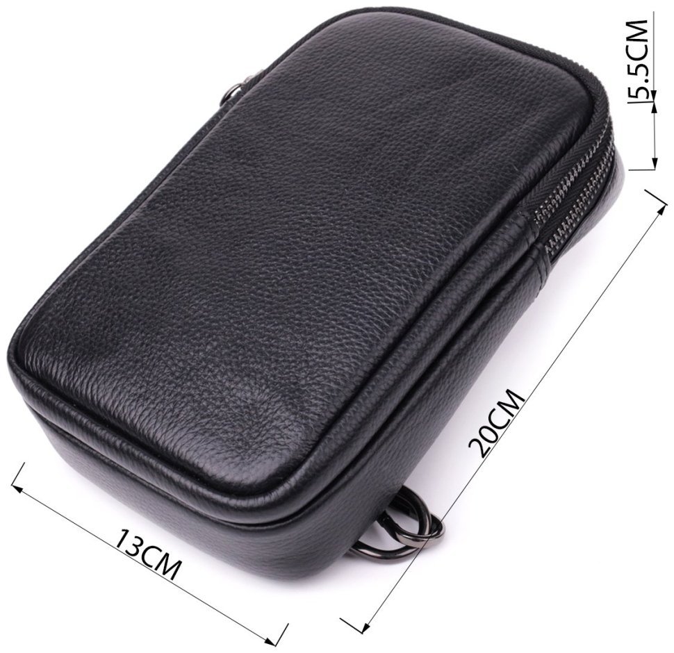 Мужская слинг сумка из натуральной кожи черного цвета Vintage Style 91285 фото №3 Мужская слинг сумка из натуральной кожи черного цвета Vintage Style 91285 modnotak фото №3