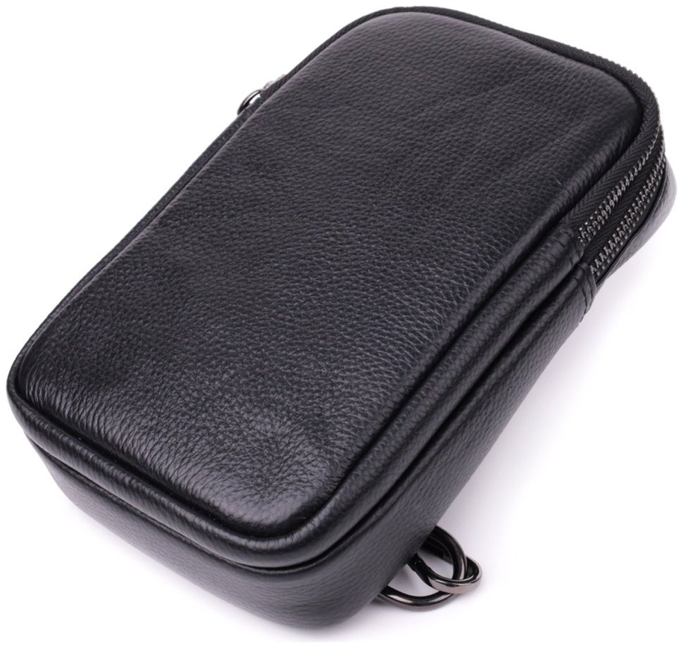 Мужская слинг сумка из натуральной кожи черного цвета Vintage Style 91285 фото №5 Мужская слинг сумка из натуральной кожи черного цвета Vintage Style 91285 modnotak фото №5