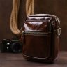 Маленька чоловіча сумка-барсетка з натуральної шкіри коричневого кольору з ручкою Vintage (20478) - 7