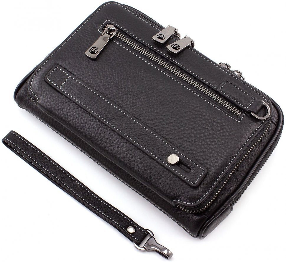 Повседневный кожаный клатч с ремешком на руку H.T Leather (10241)