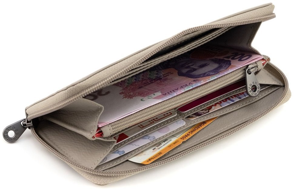 Жіночий гаманець з натуральної шкіри сіро-бежевого кольору Yoshi Baxter Warm Grey (Великобританія) 91785 фото №6 Жіночий гаманець з натуральної шкіри сіро-бежевого кольору Yoshi Baxter Warm Grey (Великобританія) 91785 modnotak фото №6