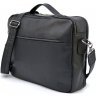 Кожаная мужская черная сумка для документов и ноутбука на два отделения TARWA (19931) - 1