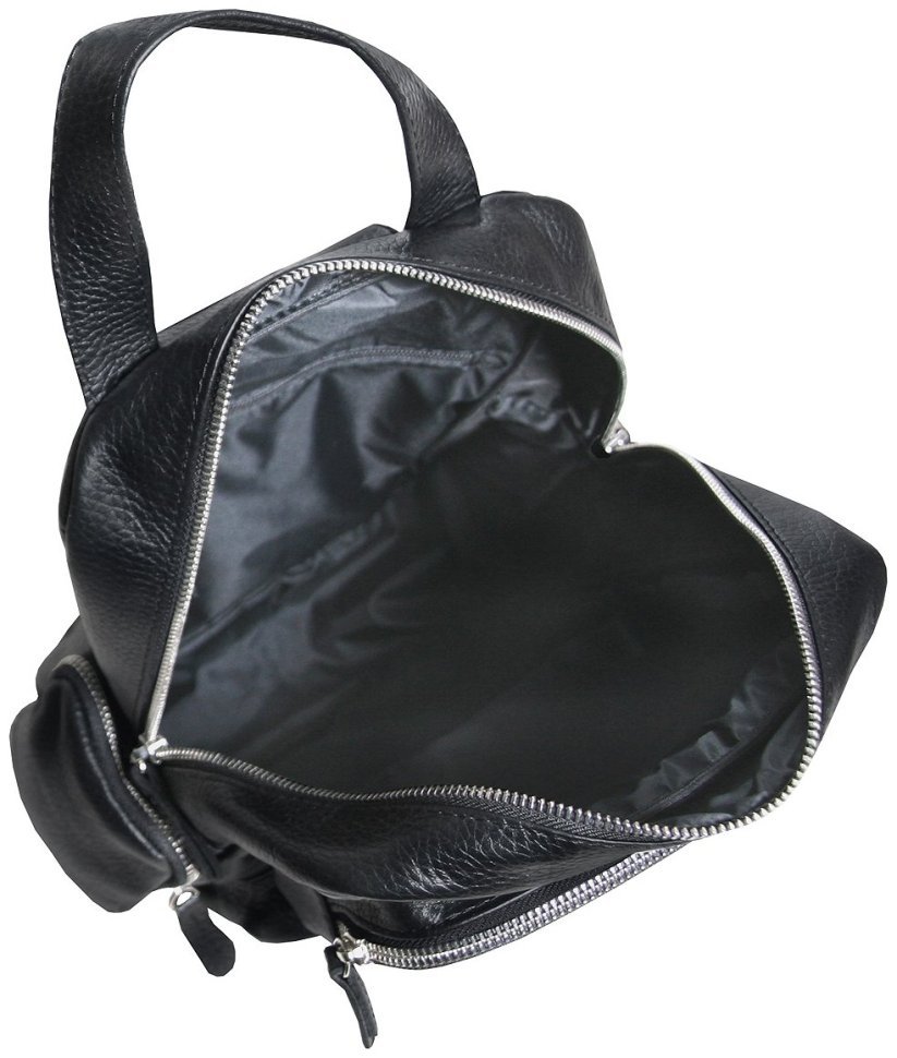 Большая мужская сумка слинг из кожи флотар черного цвета Vip Collection 102385 фото №7 Большая мужская сумка слинг из кожи флотар черного цвета Vip Collection 102385 modnotak фото №7