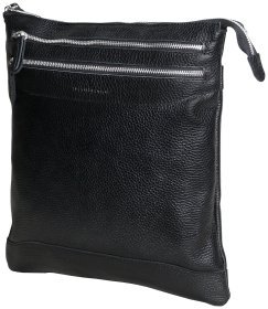 Повседневная кожаная мужская сумка планшет под А4 Vip Collection 102485 черного цвета