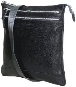 Повседневная кожаная мужская сумка планшет под А4 Vip Collection 102485 черного цвета