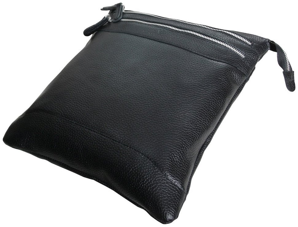 Повседневная кожаная мужская сумка планшет под А4 Vip Collection 102485 черного цвета modnotak фото №4