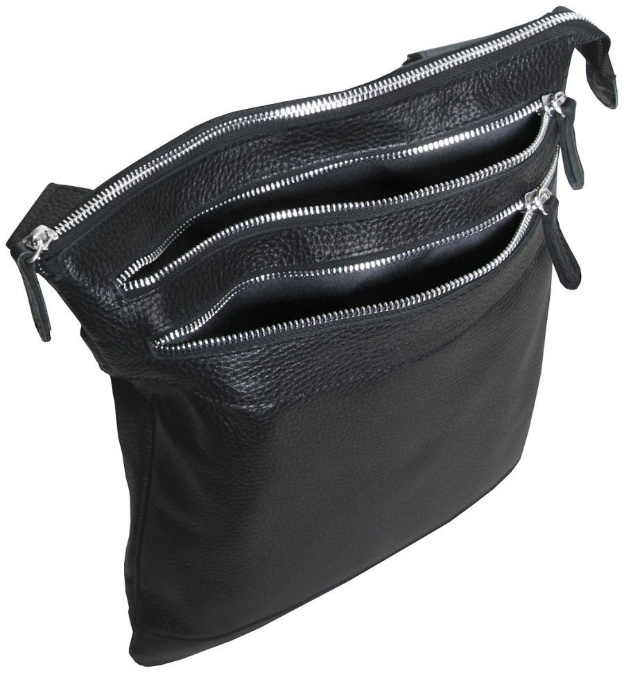 Повседневная кожаная мужская сумка планшет под А4 Vip Collection 102485 черного цвета modnotak фото №6