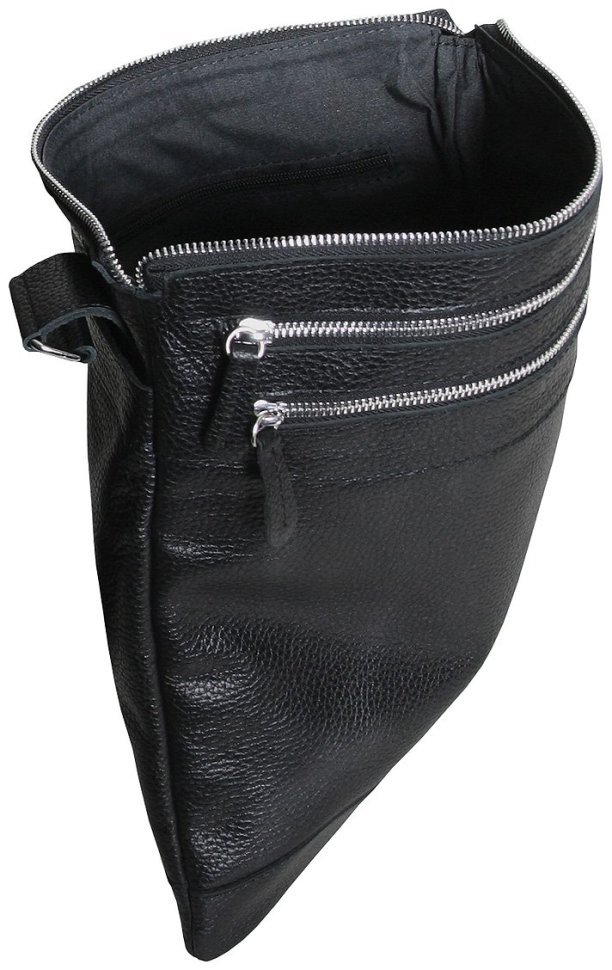 Повседневная кожаная мужская сумка планшет под А4 Vip Collection 102485 черного цвета modnotak фото №7