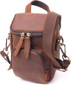 Компактна чоловіча сумка з натуральної vintage шкіри коричневого забарвлення Vintage (2421295)