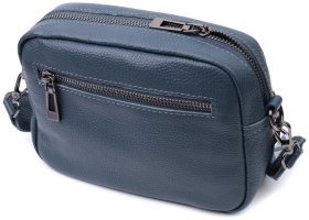 Женская сумка из натуральной кожи с накладным карманом Vintage 22641 Синяя