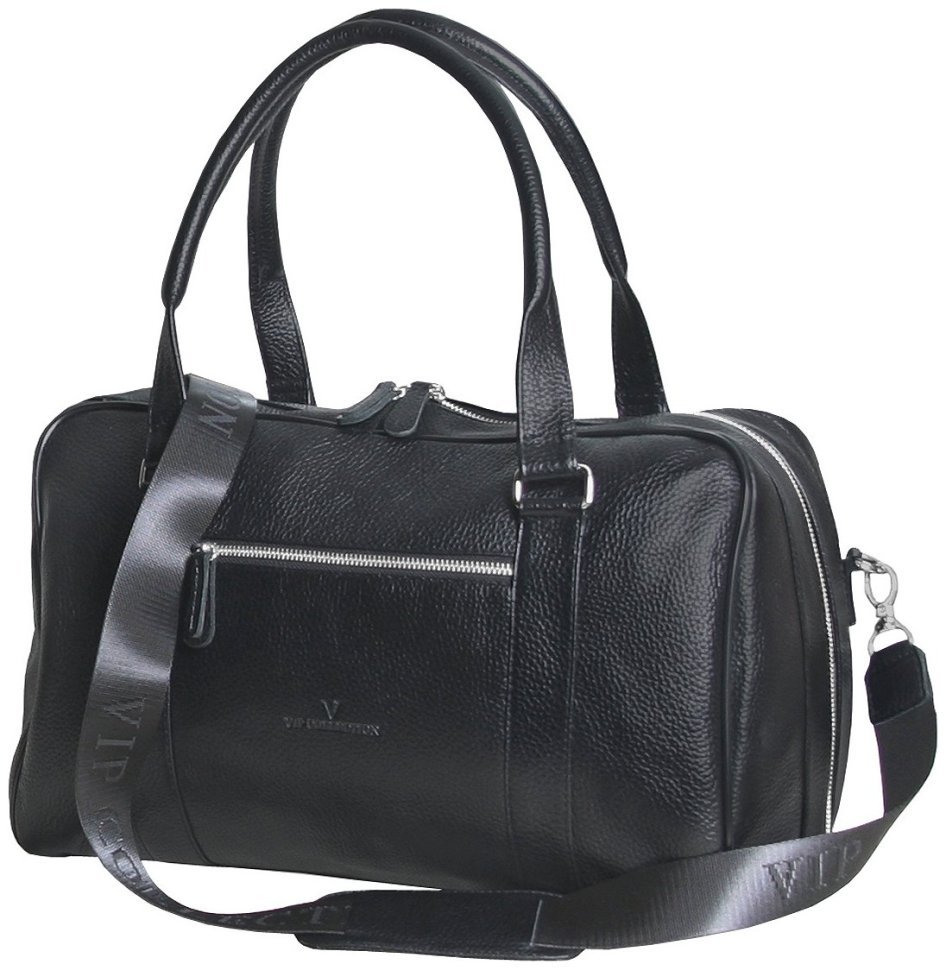 Дорожная сумка черного цвета из натуральной кожи флотар Vip Collection 102685 modnotak фото №1