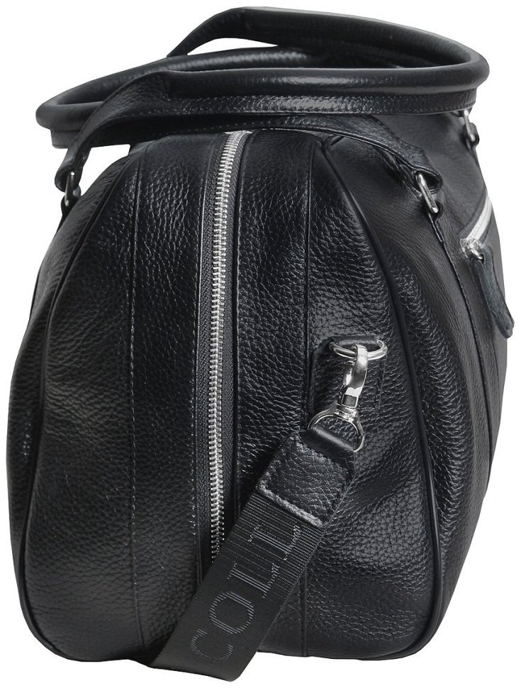 Дорожная сумка черного цвета из натуральной кожи флотар Vip Collection 102685 modnotak фото №3