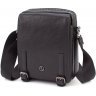 Шкіряна невелика чоловіча сумка чорного кольору з ремінцем через плече H.T Leather (3642-5) - 1