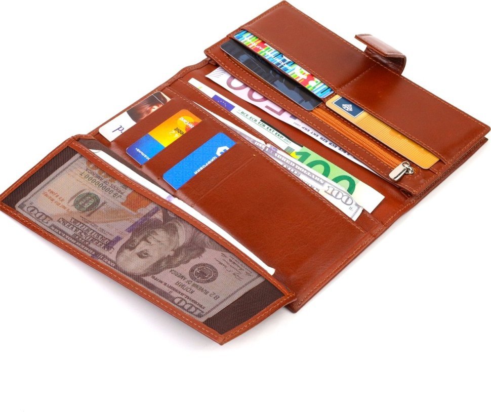 Вертикальний чоловічий гаманець із натуральної гладкої шкіри коричневого кольору CANPELLINI (2421721)