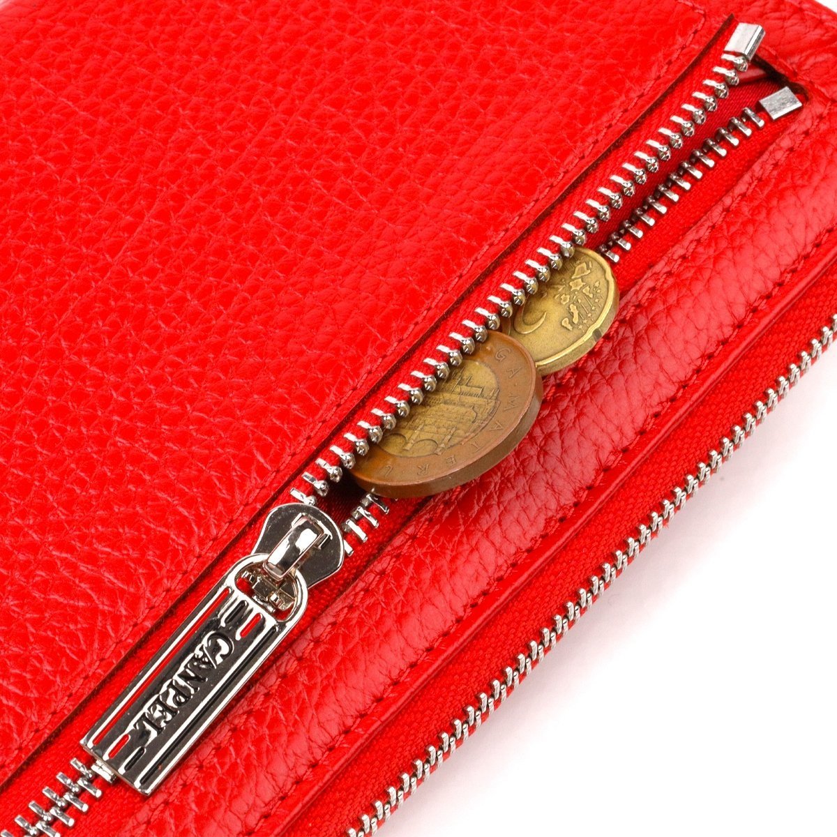 Красный женский кошелек-клатч из натуральной кожи с кистевым ремешком CANPELLINI (2421921)