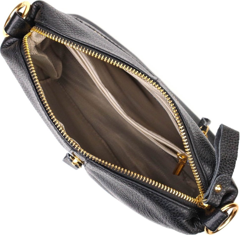 Жіноча сумка з натуральної шкіри чорного кольору Vintage (2422135)