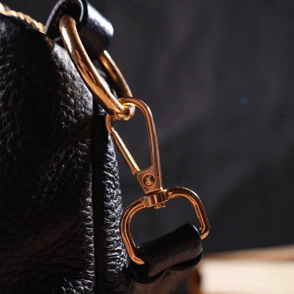 Жіноча сумка з натуральної шкіри чорного кольору Vintage (2422135)