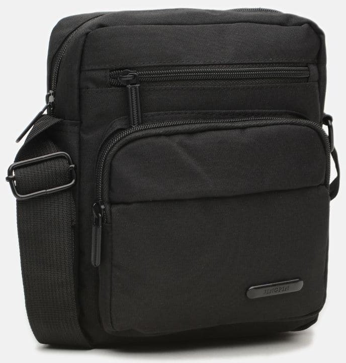 Практична чоловіча сумка із текстилю чорного кольору на плече Monsen (21934)