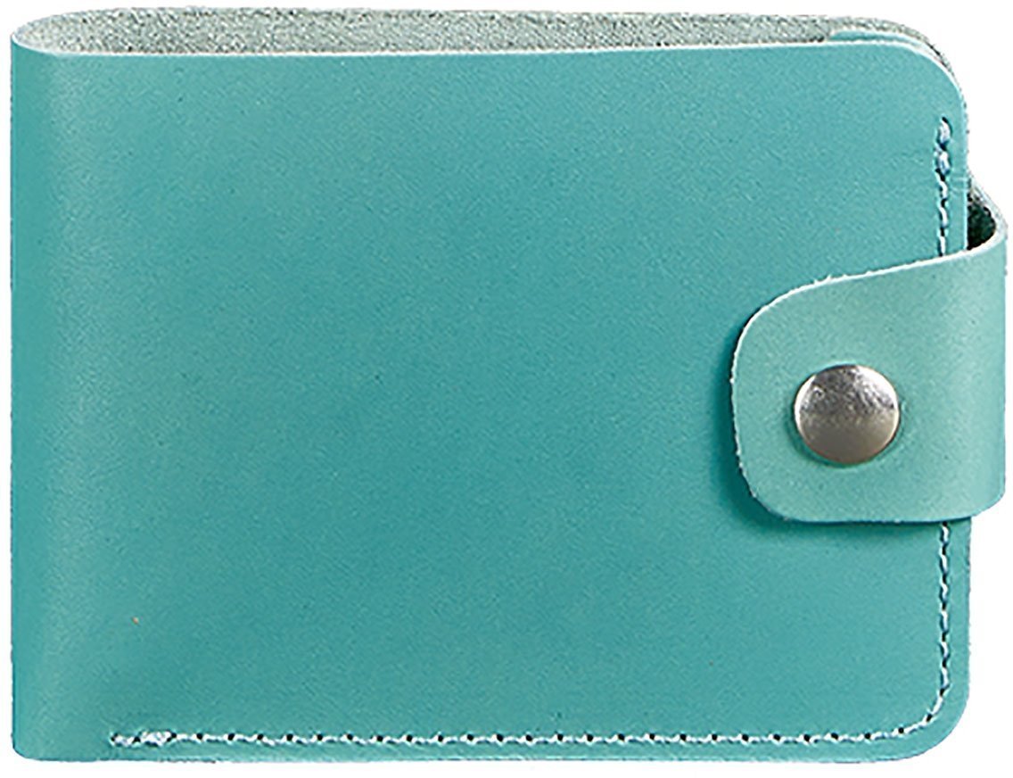 Бирюзовое портмоне из натуральной кожи на кнопке BlankNote (12565)