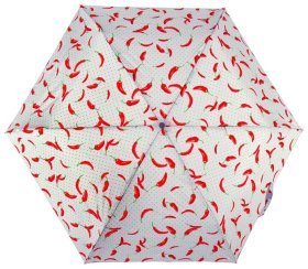 Зонт женский Fulton Superslim-2 L553 Hot Chilies (механика, складной, серый с принтом перчика чили) 93885