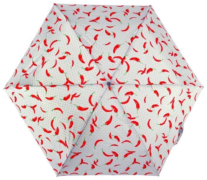 Зонт женский Fulton Superslim-2 L553 Hot Chilies (механика, складной, серый с принтом перчика чили) 93885 modnotak фото №2