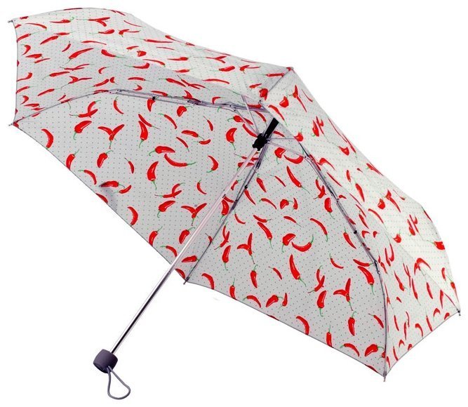 Зонт женский Fulton Superslim-2 L553 Hot Chilies (механика, складной, серый с принтом перчика чили) 93885 modnotak фото №3