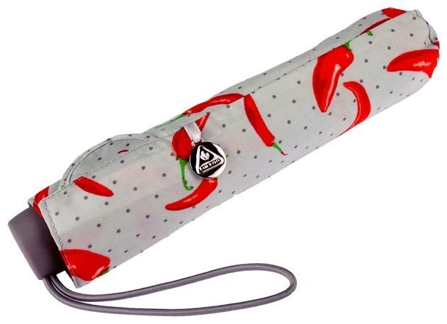 Зонт женский Fulton Superslim-2 L553 Hot Chilies (механика, складной, серый с принтом перчика чили) 93885 modnotak фото №4
