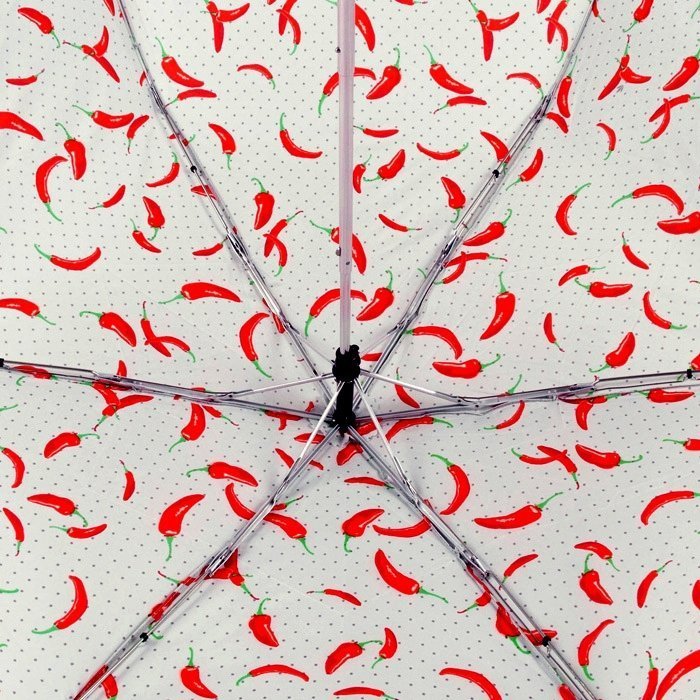 Зонт женский Fulton Superslim-2 L553 Hot Chilies (механика, складной, серый с принтом перчика чили) 93885 modnotak фото №6
