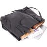 Жіноча сумка прямокутної форми з натуральної шкіри чорного кольору Vintage (20400) - 4
