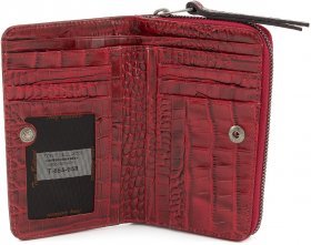 Оригінальний жіночий гаманець червоного кольору з тисненням під крокодила Tony Bellucci (10799) - 2