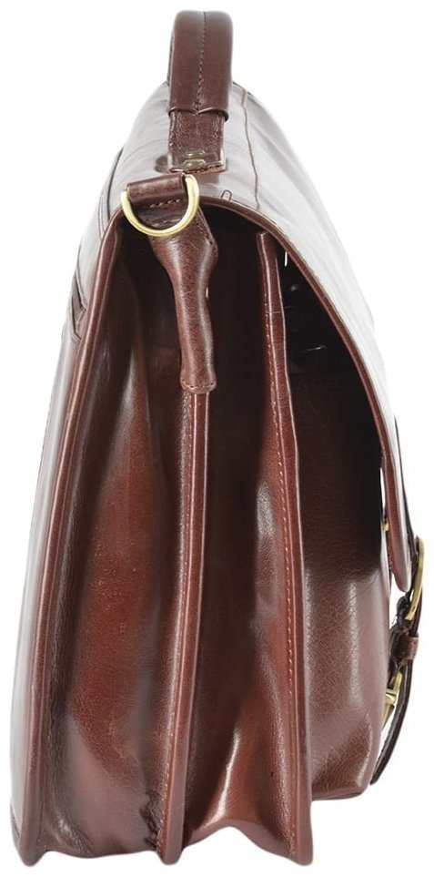 Деловой кожаный мужской портфель через плечо Ashwood 8190 VT коричневого цвета 94385 modnotak фото №3