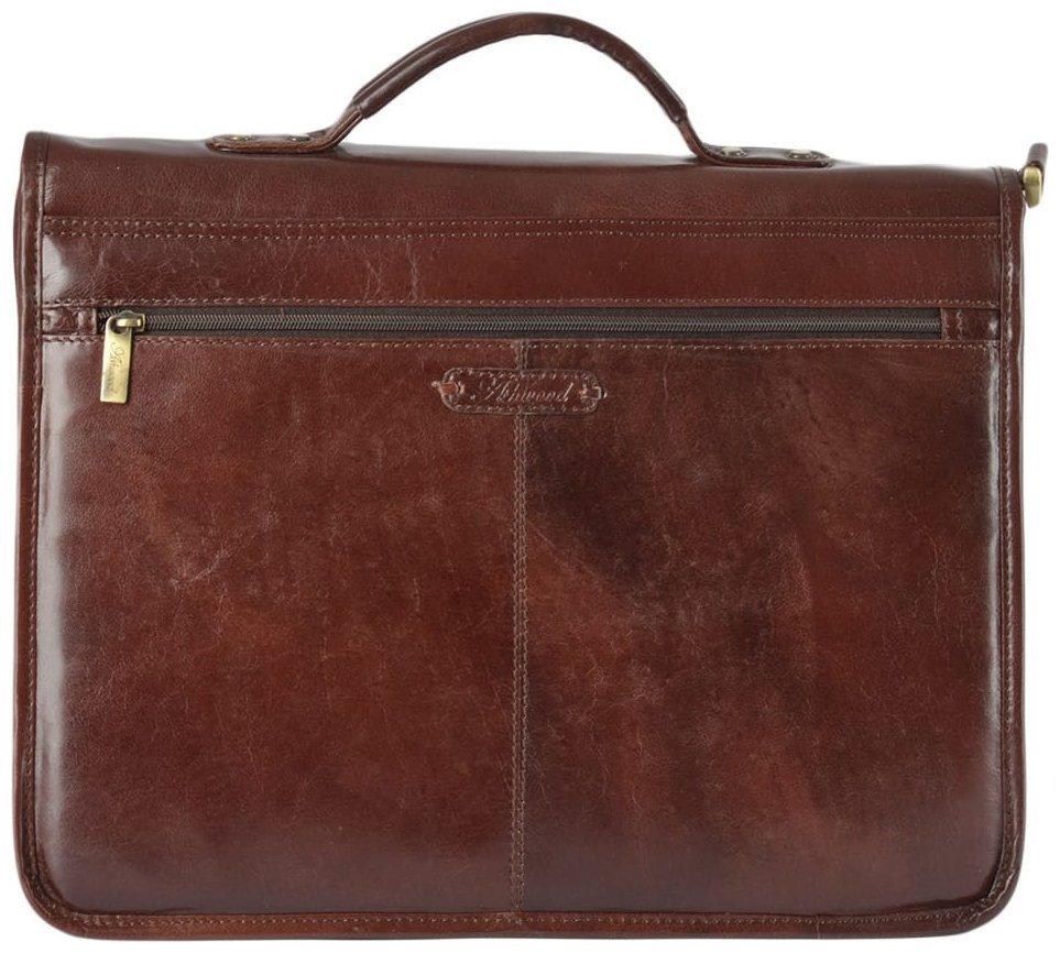 Деловой кожаный мужской портфель через плечо Ashwood 8190 VT коричневого цвета 94385 modnotak фото №4