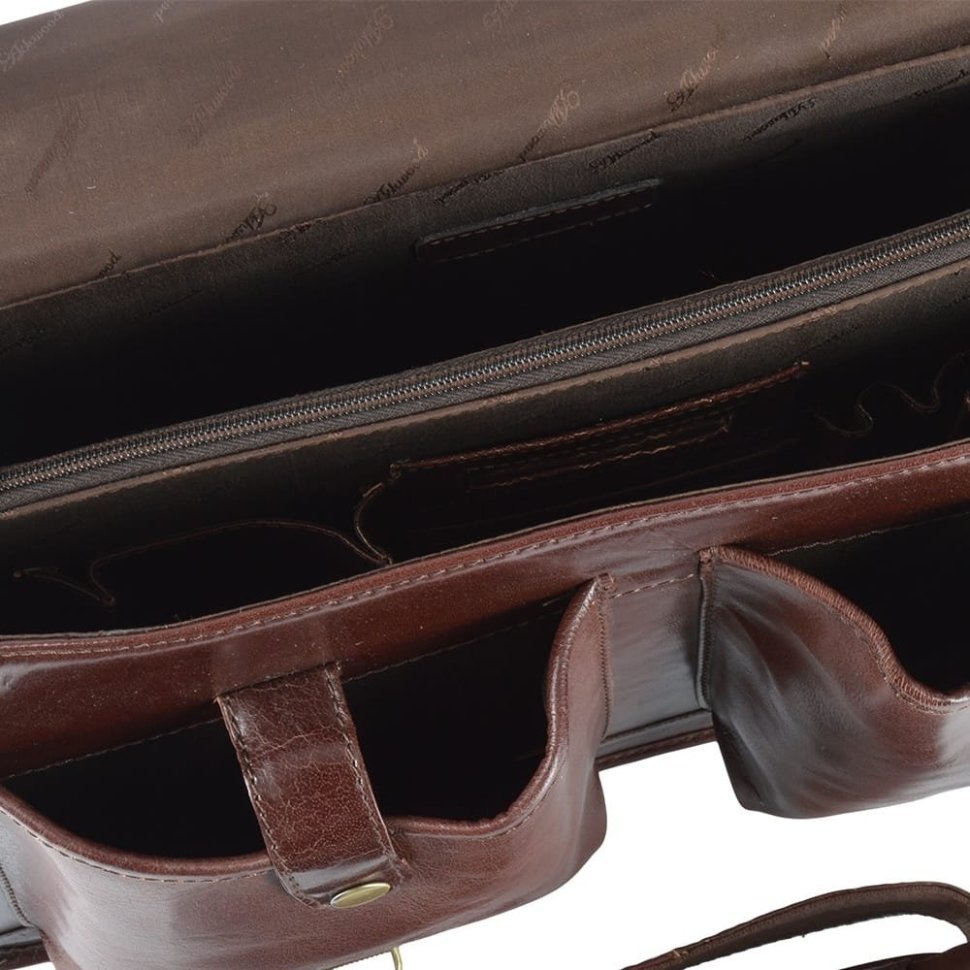 Деловой кожаный мужской портфель через плечо Ashwood 8190 VT коричневого цвета 94385 modnotak фото №6